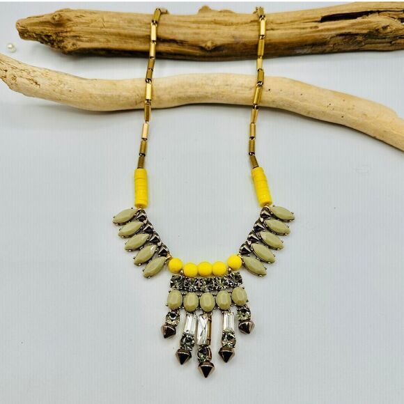 J. Crew Bead Crystal Statement Necklace - Picture 1 of 8